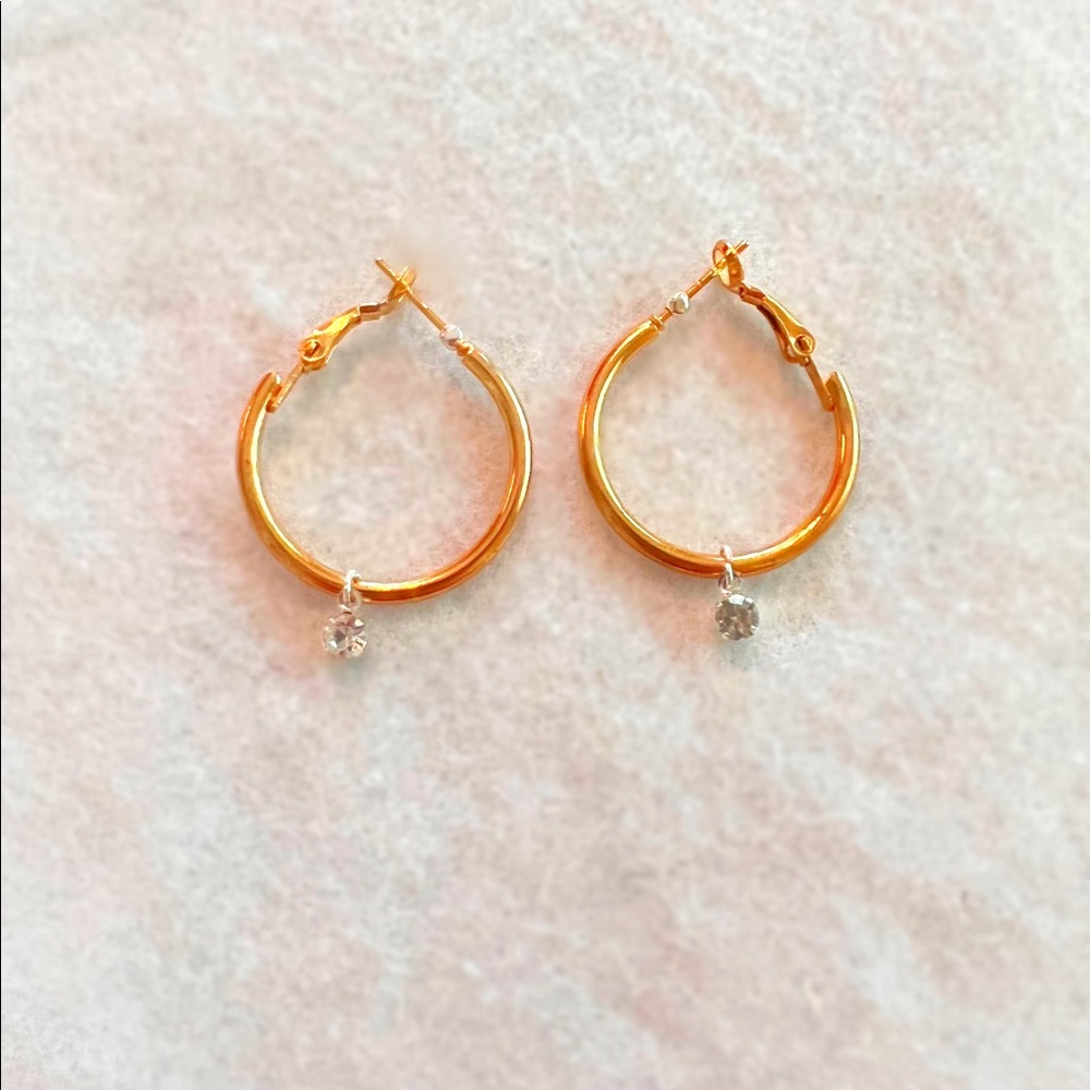 Gold hoops with charm 🌟